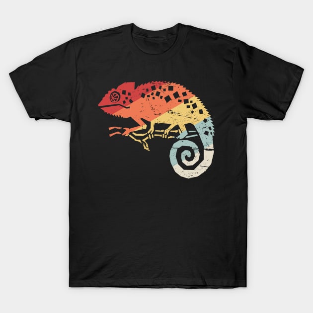 Retro 70s Psychedelic Chameleon Lizard T-Shirt by MeatMan